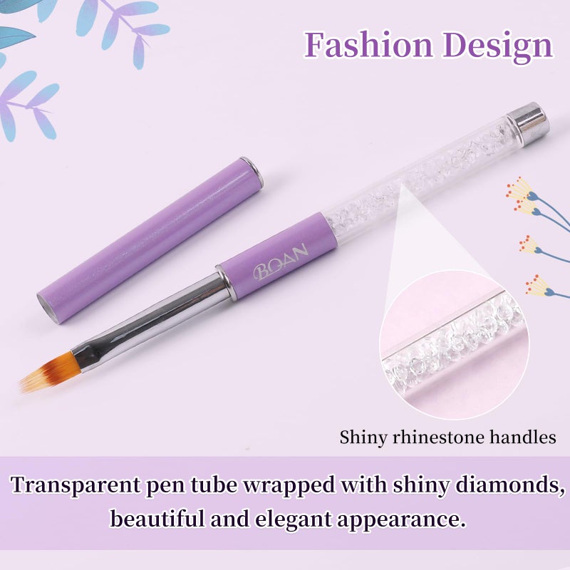 BQAN 1Pcs Nail Ombre Brush Nail Art Gradient Painting Brush With Rhinestone Handle For Nail Design, For Gel Nails - Image 4